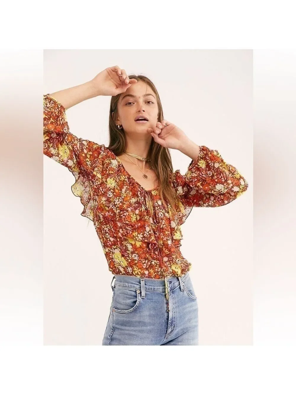 Intimately Free People Floral Lace Bodysuit Size L